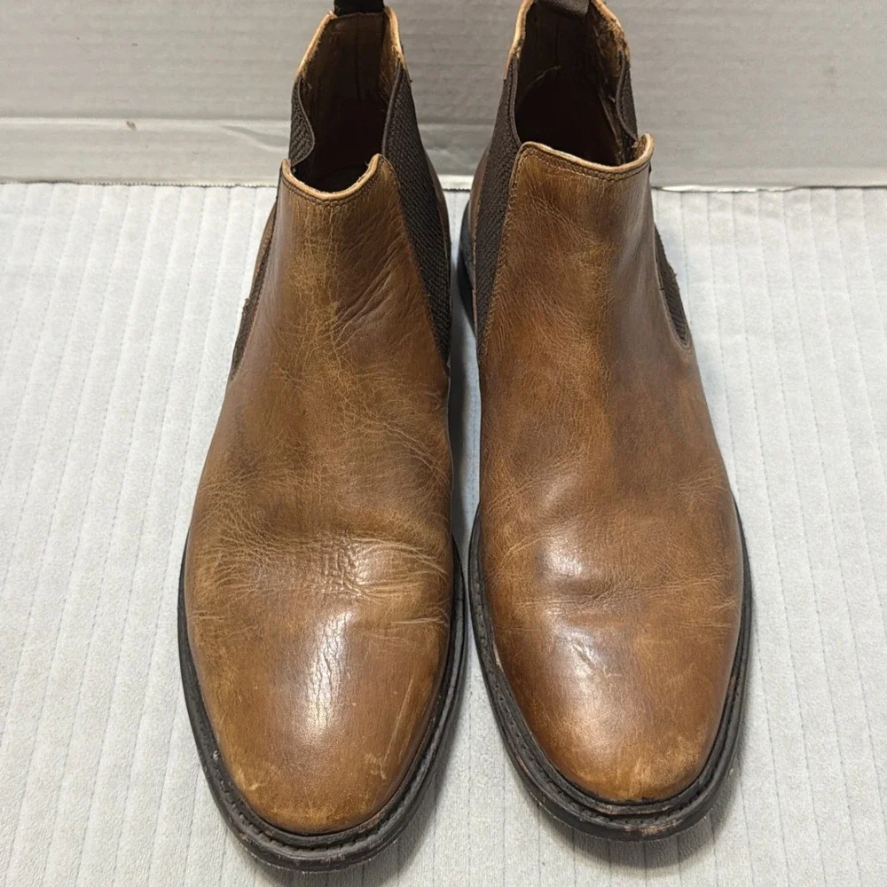 Frye Peyton Mens Size 11.5 Pull On Chelsea Boots Brown Leather Distressed